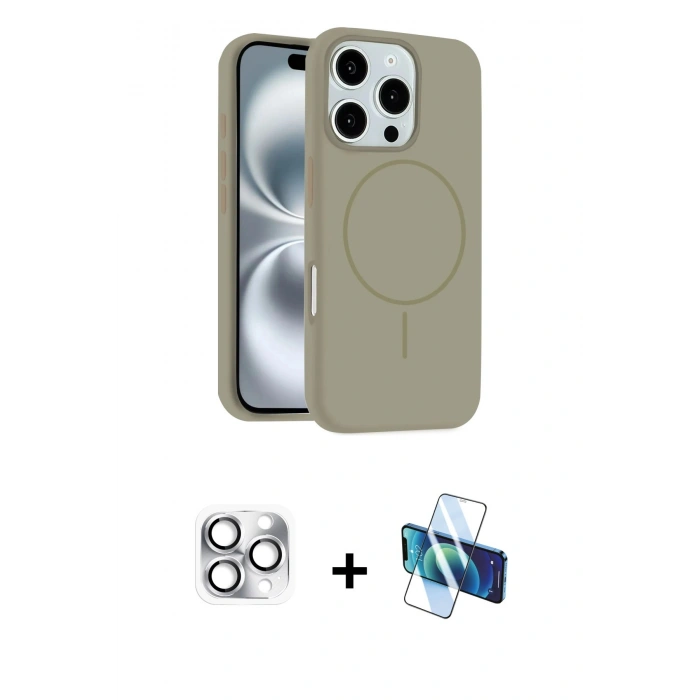 MARSİLYAN™- iPhone 16 Pro Max Kılıf Yankı Form Serisi - Siyah 3D Antistatik Seramik Nano Ekran Koruyucu + Pers Alüminyum Kamera Lens - GS