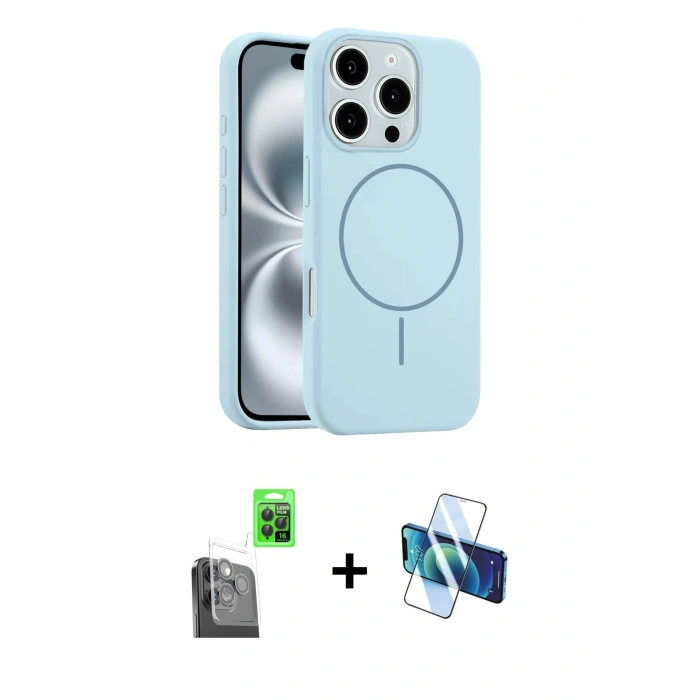 MARSİLYAN™- iPhone 16 Pro Max Kılıf Yankı Form Serisi - Siyah 3D Antistatik Seramik Nano Ekran Koruyucu + Raze Metal Kamera Lens - SH