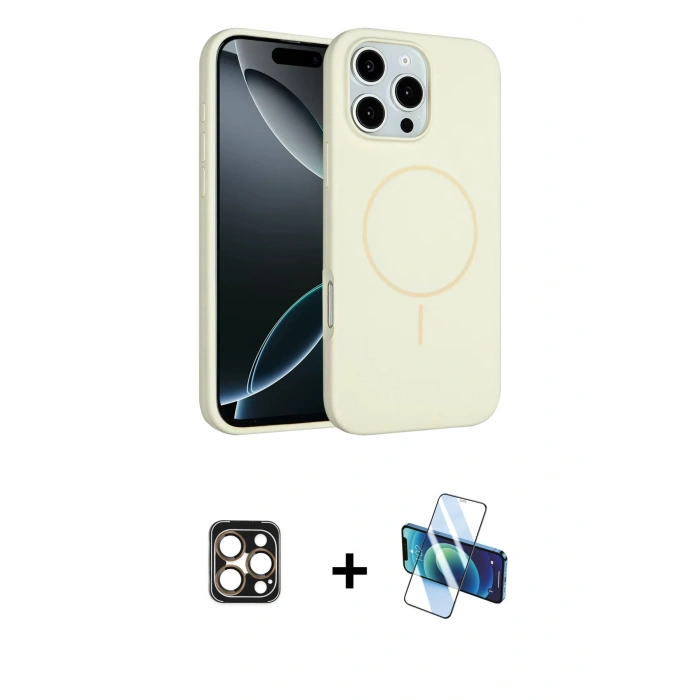 MARSİLYAN™- iPhone 16 Pro Max Kılıf Yankı Form Serisi - Siyah 3D Antistatik Seramik Nano Ekran Koruyucu + PVD Metal Kamera Lens - GD