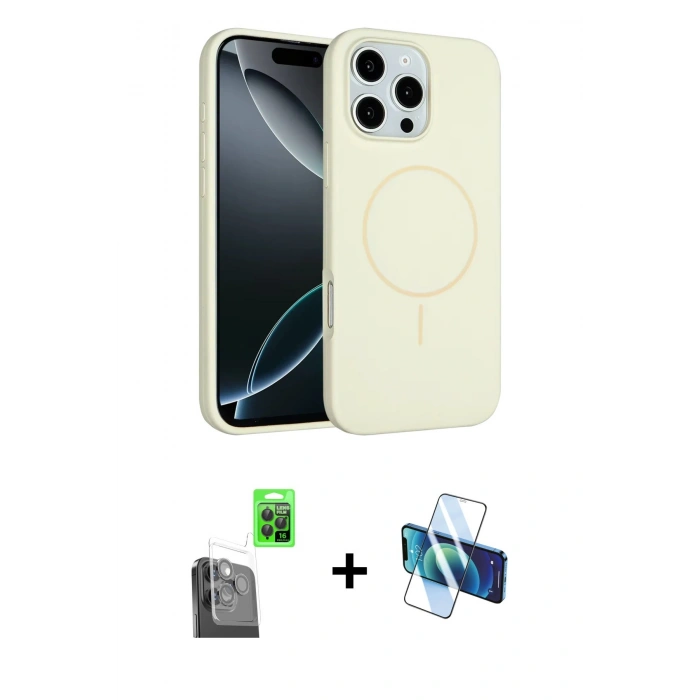 MARSİLYAN™- iPhone 16 Pro Max Kılıf Yankı Form Serisi - Siyah 3D Antistatik Seramik Nano Ekran Koruyucu + Raze Metal Kamera Lens - SH
