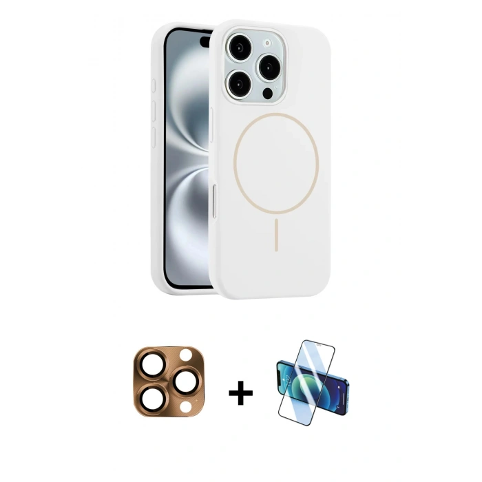 MARSİLYAN™- iPhone 16 Pro Max Kılıf Yankı Form Serisi - Siyah 3D Antistatik Seramik Nano Ekran Koruyucu + Pers Alüminyum Kamera Lens - CLTM