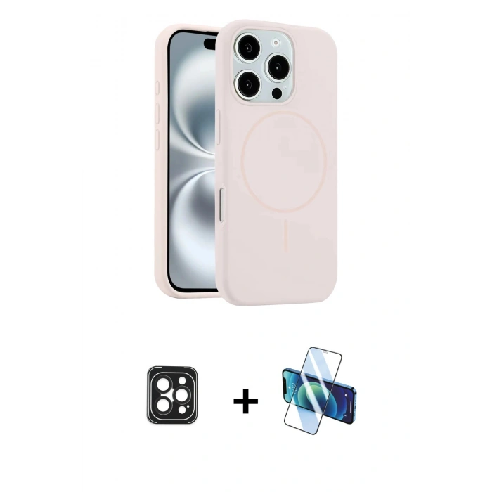 MARSİLYAN™- iPhone 16 Pro Max Kılıf Yankı Form Serisi - Siyah 3D Antistatik Seramik Nano Ekran Koruyucu + Siyah PVD Metal Kamera Lens