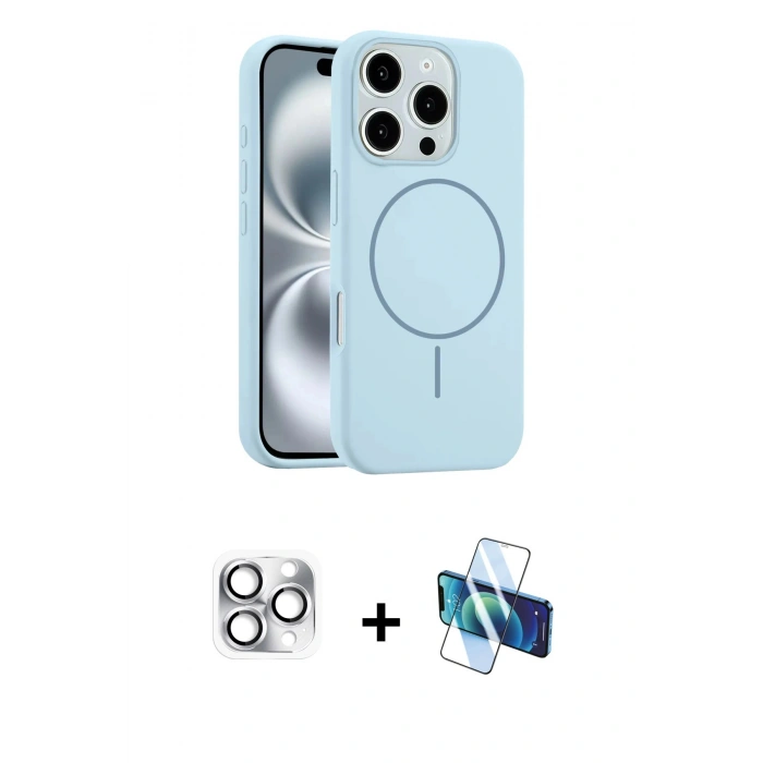 MARSİLYAN™- iPhone 16 Pro Max Kılıf Yankı Form Serisi - Siyah 3D Antistatik Seramik Nano Ekran Koruyucu + Pers Alüminyum Kamera Lens - GS