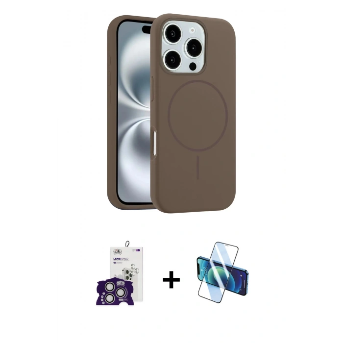 MARSİLYAN™- iPhone 16 Pro Max Kılıf Yankı Form Serisi - Siyah 3D Antistatik Seramik Nano Ekran Koruyucu + Bilvis Titan Kamera Lens - GS