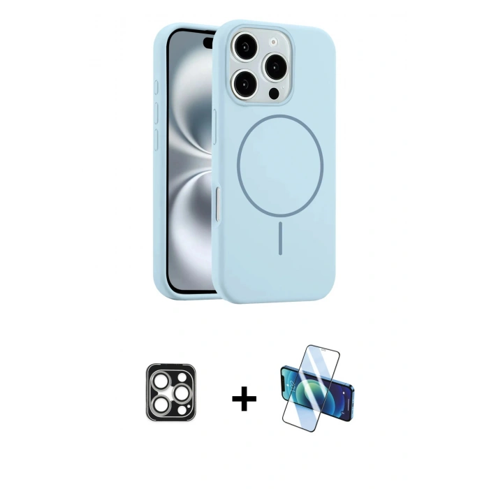 MARSİLYAN™- iPhone 16 Pro Max Kılıf Yankı Form Serisi - Siyah 3D Antistatik Seramik Nano Ekran Koruyucu + PVD Metal Kamera Lens - GS