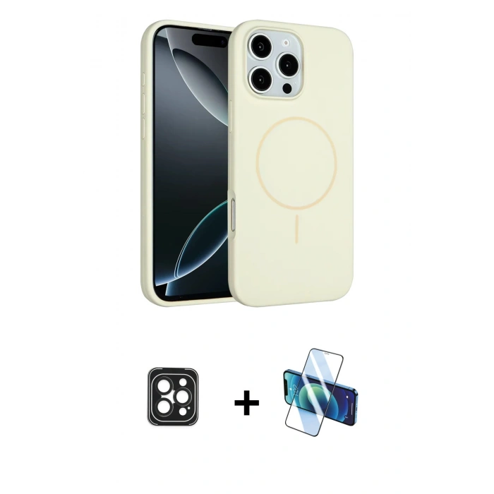 MARSİLYAN™- iPhone 16 Pro Max Kılıf Yankı Form Serisi - Siyah 3D Antistatik Seramik Nano Ekran Koruyucu + Siyah PVD Metal Kamera Lens