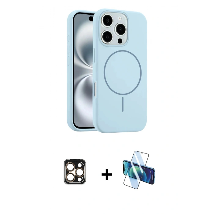MARSİLYAN™- iPhone 16 Pro Max Kılıf Yankı Form Serisi - Siyah 3D Antistatik Seramik Nano Ekran Koruyucu + PVD Metal Kamera Lens - GD