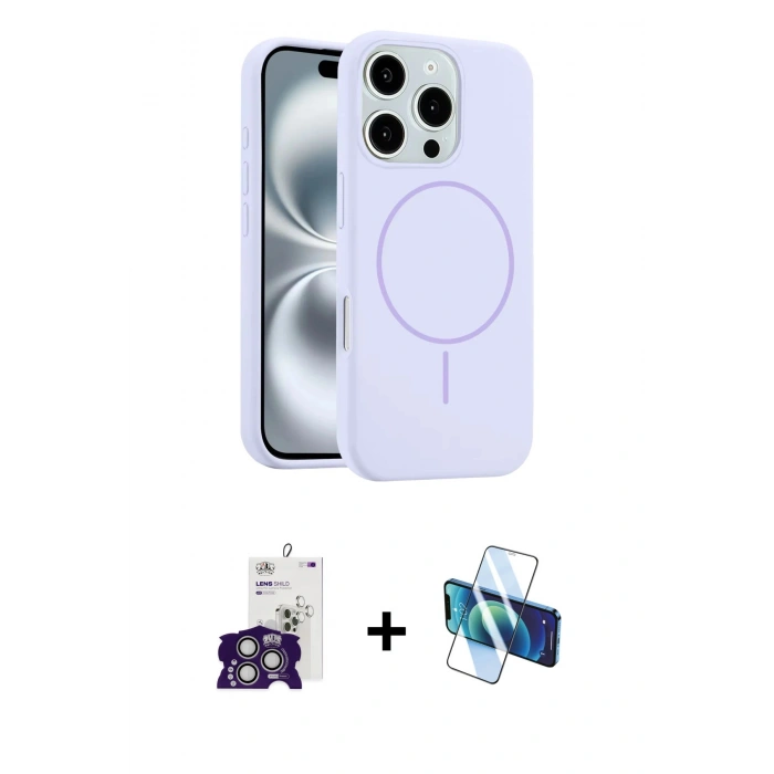 MARSİLYAN™- iPhone 16 Pro Max Kılıf Yankı Form Serisi - Siyah 3D Antistatik Seramik Nano Ekran Koruyucu + Bilvis Titan Kamera Lens - GS