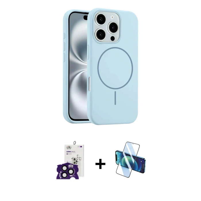 MARSİLYAN™- iPhone 16 Pro Max Kılıf Yankı Form Serisi - Siyah 3D Antistatik Seramik Nano Ekran Koruyucu + Bilvis Titan Kamera Lens - SH