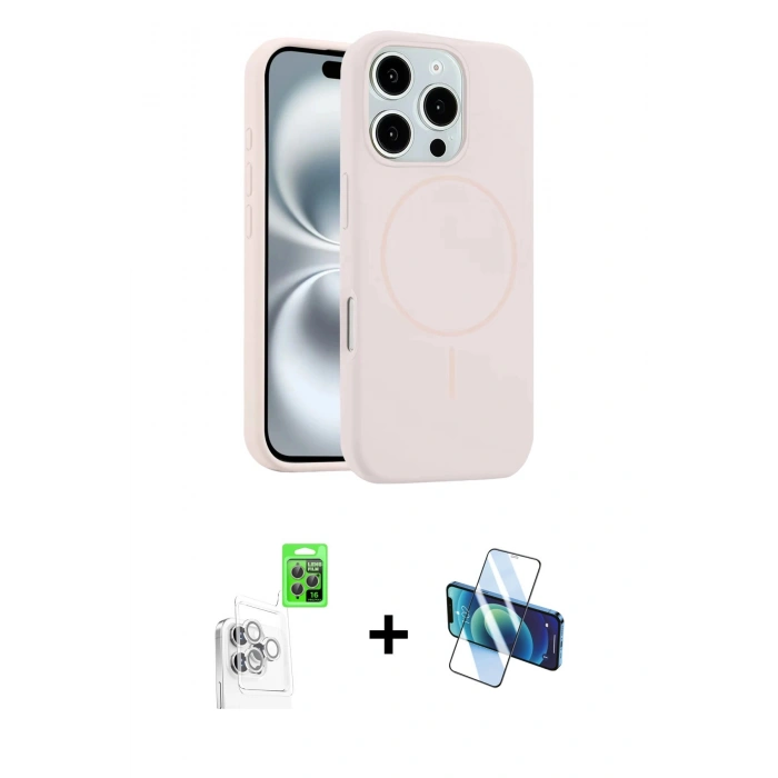 MARSİLYAN™- iPhone 16 Pro Max Kılıf Yankı Form Serisi - Siyah 3D Antistatik Seramik Nano Ekran Koruyucu + Raze Metal Kamera Lens - BZ