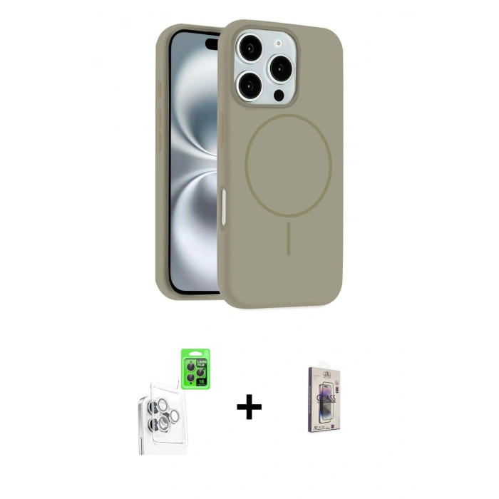 MARSİLYAN™- iPhone 16 Pro Max Kılıf Yankı Form Serisi - Siyah Bilvis 3D Cam Ekran Koruyucu + Raze Metal Kamera Lens - BZ