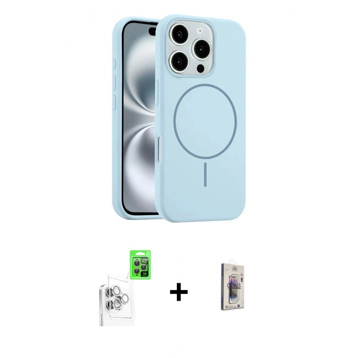 MARSİLYAN™- iPhone 16 Pro Max Kılıf Yankı Form Serisi - Siyah Bilvis 3D Cam Ekran Koruyucu + Raze Metal Kamera Lens - BZ