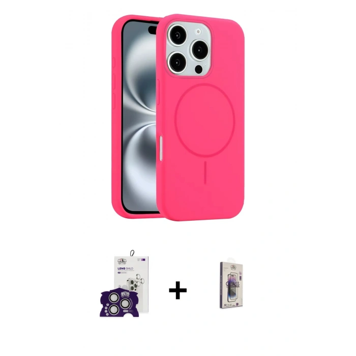 MARSİLYAN™- iPhone 16 Pro Max Kılıf Yankı Form Serisi - Siyah Bilvis 3D Cam Ekran Koruyucu + Bilvis Titan Kamera Lens - GS