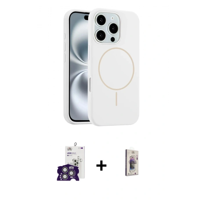 MARSİLYAN™- iPhone 16 Pro Max Kılıf Yankı Form Serisi - Siyah Bilvis 3D Cam Ekran Koruyucu + Bilvis Titan Kamera Lens - GS