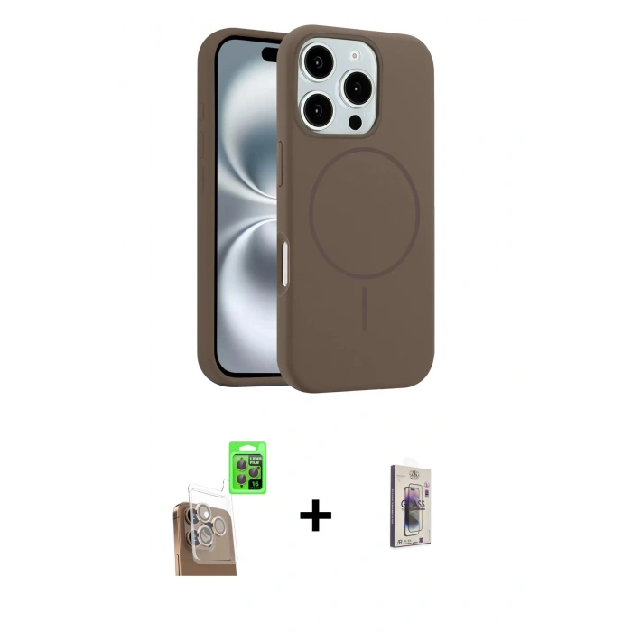 MARSİLYAN™- iPhone 16 Pro Max Kılıf Yankı Form Serisi - Siyah Bilvis 3D Cam Ekran Koruyucu + Raze Metal Kamera Lens - CLTM