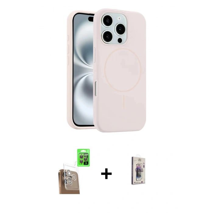 MARSİLYAN™- iPhone 16 Pro Max Kılıf Yankı Form Serisi - Siyah Bilvis 3D Cam Ekran Koruyucu + Raze Metal Kamera Lens - CLTM
