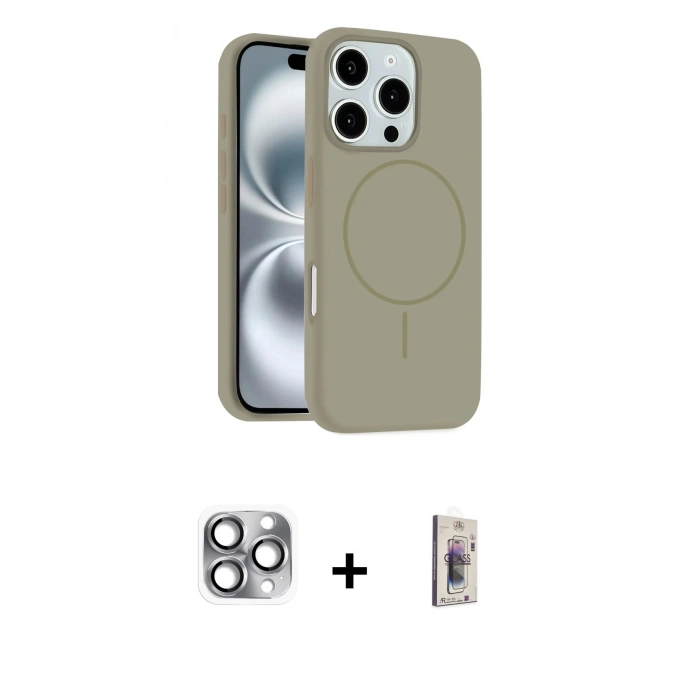 MARSİLYAN™- iPhone 16 Pro Max Kılıf Yankı Form Serisi - Siyah Bilvis 3D Cam Ekran Koruyucu + Pers Alüminyum Kamera Lens - GI