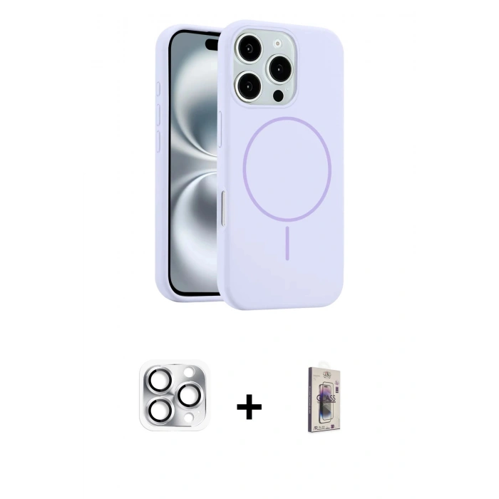 MARSİLYAN™- iPhone 16 Pro Max Kılıf Yankı Form Serisi - Siyah Bilvis 3D Cam Ekran Koruyucu + Pers Alüminyum Kamera Lens - GS