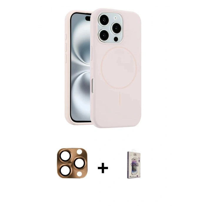 MARSİLYAN™- iPhone 16 Pro Max Kılıf Yankı Form Serisi - Siyah Bilvis 3D Cam Ekran Koruyucu + Pers Alüminyum Kamera Lens - CLTM