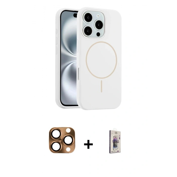 MARSİLYAN™- iPhone 16 Pro Max Kılıf Yankı Form Serisi - Siyah Bilvis 3D Cam Ekran Koruyucu + Pers Alüminyum Kamera Lens - CLTM