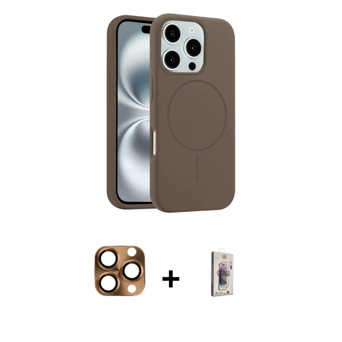 MARSİLYAN™- iPhone 16 Pro Max Kılıf Yankı Form Serisi - Siyah Bilvis 3D Cam Ekran Koruyucu + Pers Alüminyum Kamera Lens - CLTM