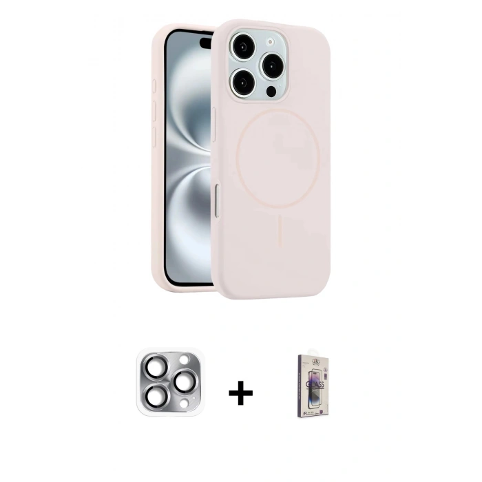 MARSİLYAN™- iPhone 16 Pro Max Kılıf Yankı Form Serisi - Siyah Bilvis 3D Cam Ekran Koruyucu + Pers Alüminyum Kamera Lens - GI