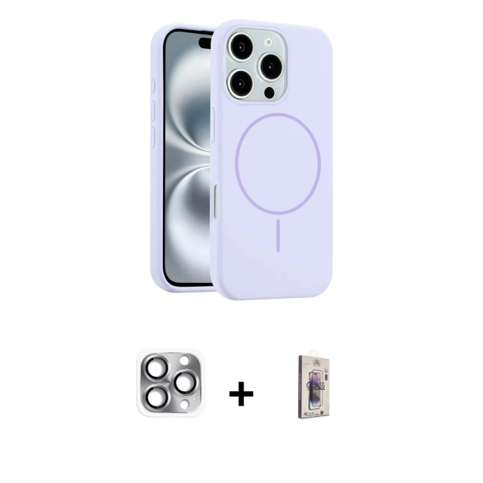 MARSİLYAN™- iPhone 16 Pro Max Kılıf Yankı Form Serisi - Siyah Bilvis 3D Cam Ekran Koruyucu + Pers Alüminyum Kamera Lens - GI