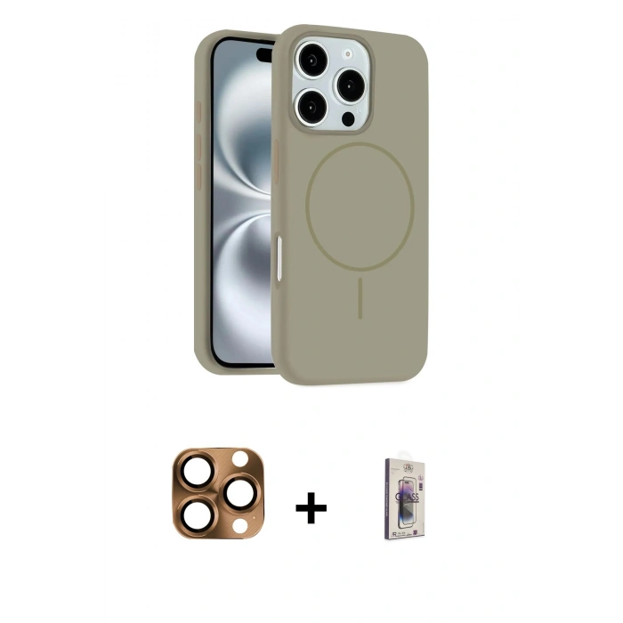 MARSİLYAN™- iPhone 16 Pro Max Kılıf Yankı Form Serisi - Siyah Bilvis 3D Cam Ekran Koruyucu + Pers Alüminyum Kamera Lens - CLTM