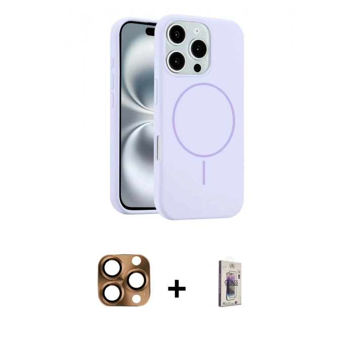 MARSİLYAN™- iPhone 16 Pro Max Kılıf Yankı Form Serisi - Siyah Bilvis 3D Cam Ekran Koruyucu + Pers Alüminyum Kamera Lens - CLTM