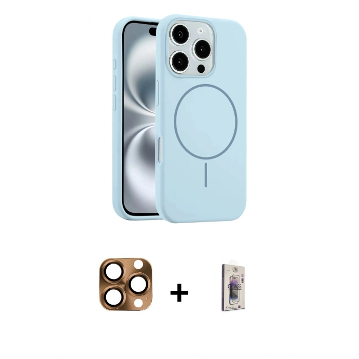 MARSİLYAN™- iPhone 16 Pro Max Kılıf Yankı Form Serisi - Siyah Bilvis 3D Cam Ekran Koruyucu + Pers Alüminyum Kamera Lens - CLTM