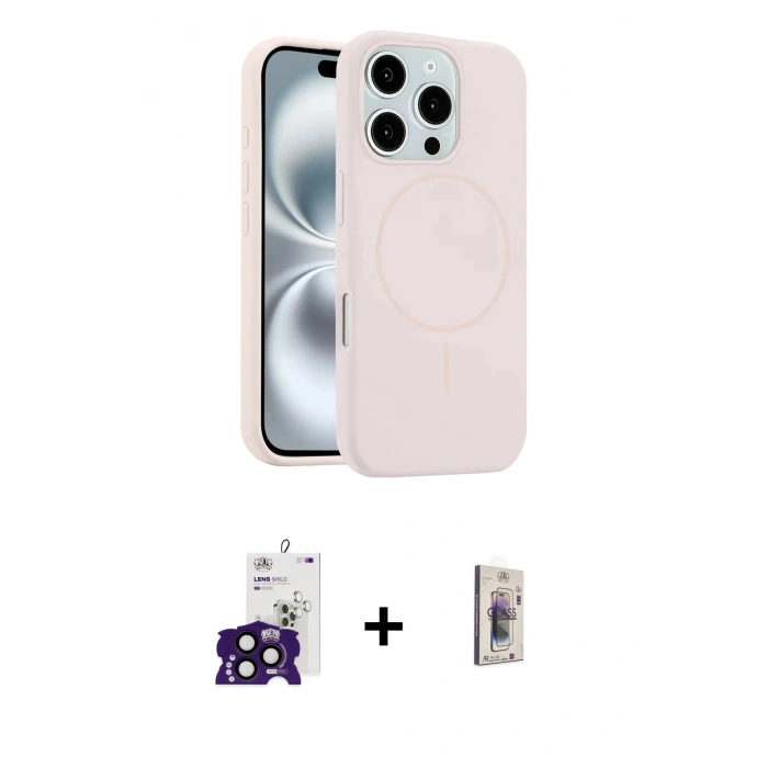 MARSİLYAN™- iPhone 16 Pro Max Kılıf Yankı Form Serisi - Siyah Bilvis 3D Cam Ekran Koruyucu + Siyah Bilvis Titan Kamera Lens