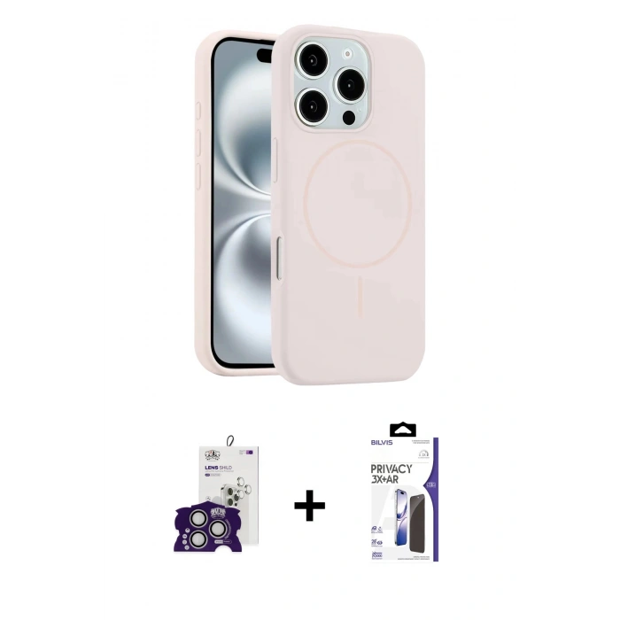 MARSİLYAN™- iPhone 16 Pro Max Kılıf Yankı Form Serisi - Siyah Bilvis 3X AR Hayalet Cam Ekran Koruyucu + Bilvis Titan Kamera Lens - GS