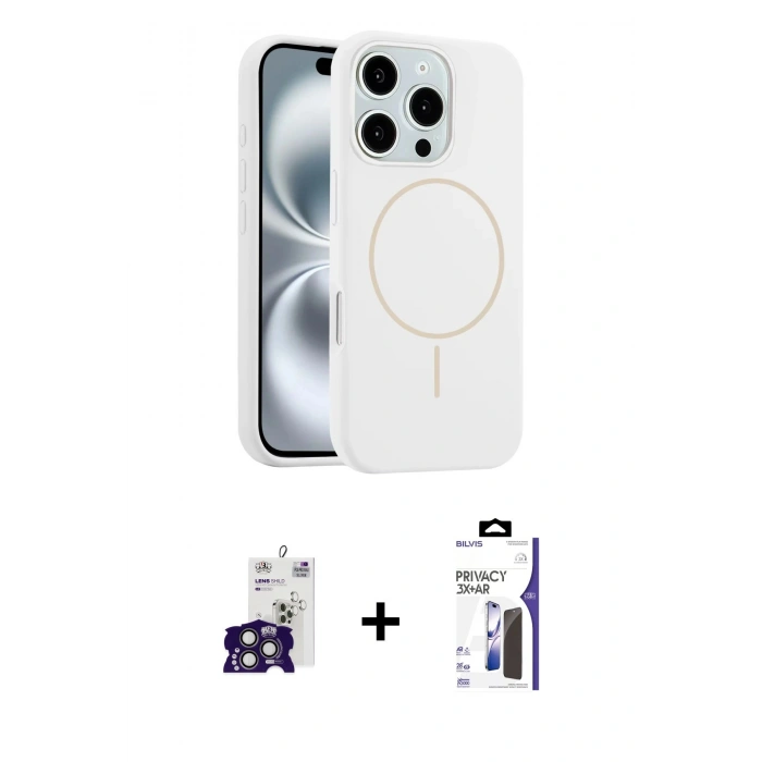 MARSİLYAN™- iPhone 16 Pro Max Kılıf Yankı Form Serisi - Siyah Bilvis 3X AR Hayalet Cam Ekran Koruyucu + Bilvis Titan Kamera Lens - TMGI