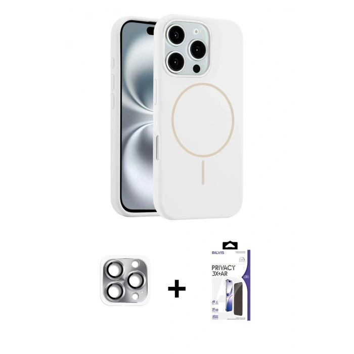 MARSİLYAN™- iPhone 16 Pro Max Kılıf Yankı Form Serisi - Siyah Bilvis 3X AR Hayalet Cam Ekran Koruyucu + Pers Alüminyum Kamera Lens - GI