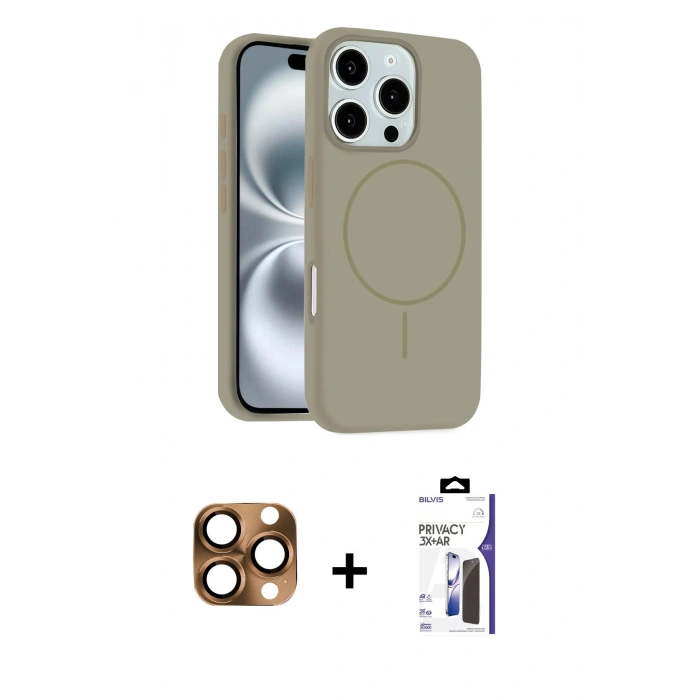 MARSİLYAN™- iPhone 16 Pro Max Kılıf Yankı Form Serisi - Siyah Bilvis 3X AR Hayalet Cam Ekran Koruyucu + Pers Alüminyum Kamera Lens - CLTM