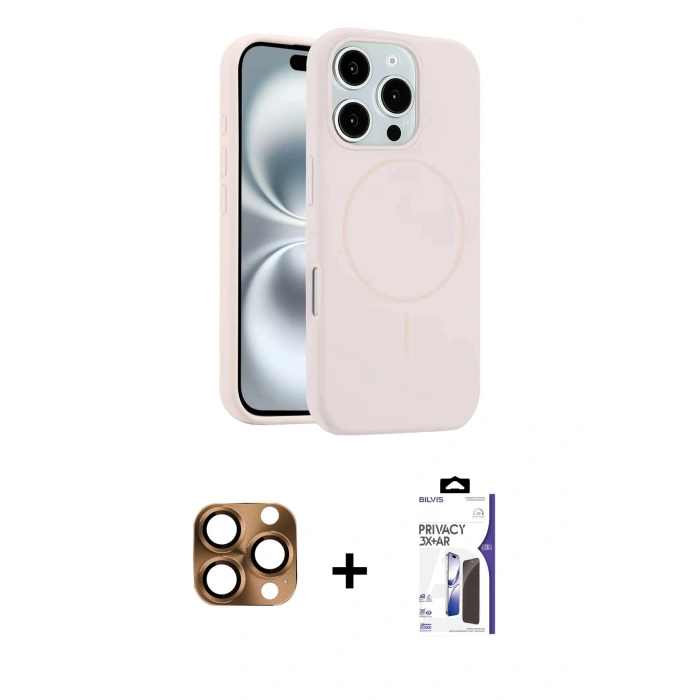 MARSİLYAN™- iPhone 16 Pro Max Kılıf Yankı Form Serisi - Siyah Bilvis 3X AR Hayalet Cam Ekran Koruyucu + Pers Alüminyum Kamera Lens - CLTM