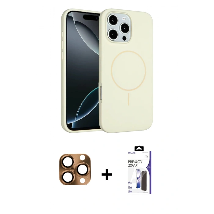 MARSİLYAN™- iPhone 16 Pro Max Kılıf Yankı Form Serisi - Siyah Bilvis 3X AR Hayalet Cam Ekran Koruyucu + Pers Alüminyum Kamera Lens - CLTM