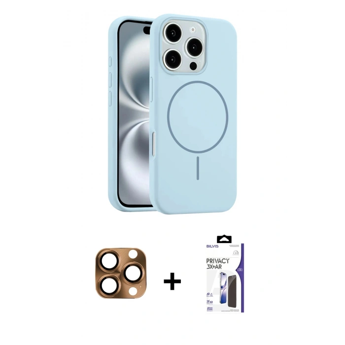 MARSİLYAN™- iPhone 16 Pro Max Kılıf Yankı Form Serisi - Siyah Bilvis 3X AR Hayalet Cam Ekran Koruyucu + Pers Alüminyum Kamera Lens - CLTM