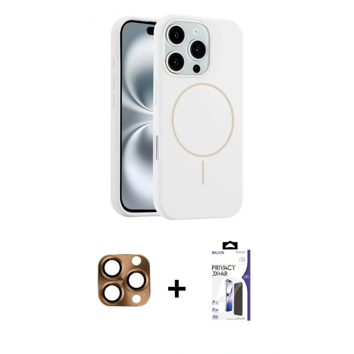 MARSİLYAN™- iPhone 16 Pro Max Kılıf Yankı Form Serisi - Siyah Bilvis 3X AR Hayalet Cam Ekran Koruyucu + Pers Alüminyum Kamera Lens - CLTM