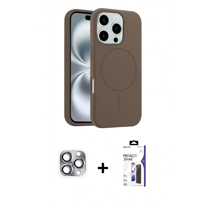 MARSİLYAN™- iPhone 16 Pro Max Kılıf Yankı Form Serisi - Siyah Bilvis 3X AR Hayalet Cam Ekran Koruyucu + Pers Alüminyum Kamera Lens - GI