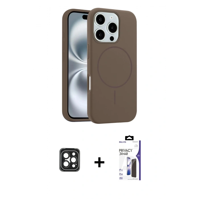 MARSİLYAN™- iPhone 16 Pro Max Kılıf Yankı Form Serisi - Siyah Bilvis 3X AR Hayalet Cam Ekran Koruyucu + PVD Metal Kamera Lens - SH