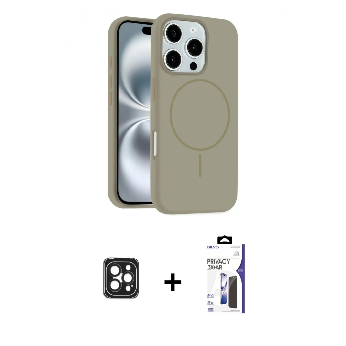 MARSİLYAN™- iPhone 16 Pro Max Kılıf Yankı Form Serisi - Siyah Bilvis 3X AR Hayalet Cam Ekran Koruyucu + PVD Metal Kamera Lens - SH