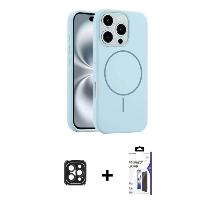 MARSİLYAN™- iPhone 16 Pro Max Kılıf Yankı Form Serisi - Siyah Bilvis 3X AR Hayalet Cam Ekran Koruyucu + PVD Metal Kamera Lens - SH
