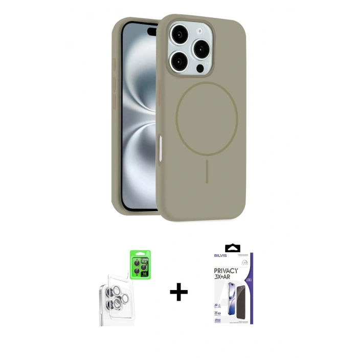 MARSİLYAN™- iPhone 16 Pro Max Kılıf Yankı Form Serisi - Siyah Bilvis 3X AR Hayalet Cam Ekran Koruyucu + Raze Metal Kamera Lens - BZ