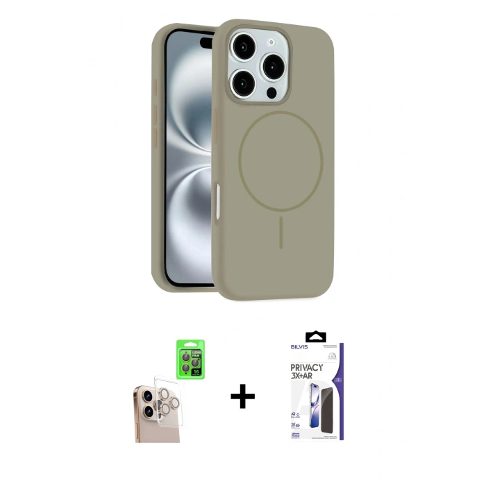 MARSİLYAN™- iPhone 16 Pro Max Kılıf Yankı Form Serisi - Siyah Bilvis 3X AR Hayalet Cam Ekran Koruyucu + Raze Metal Kamera Lens - NLGY