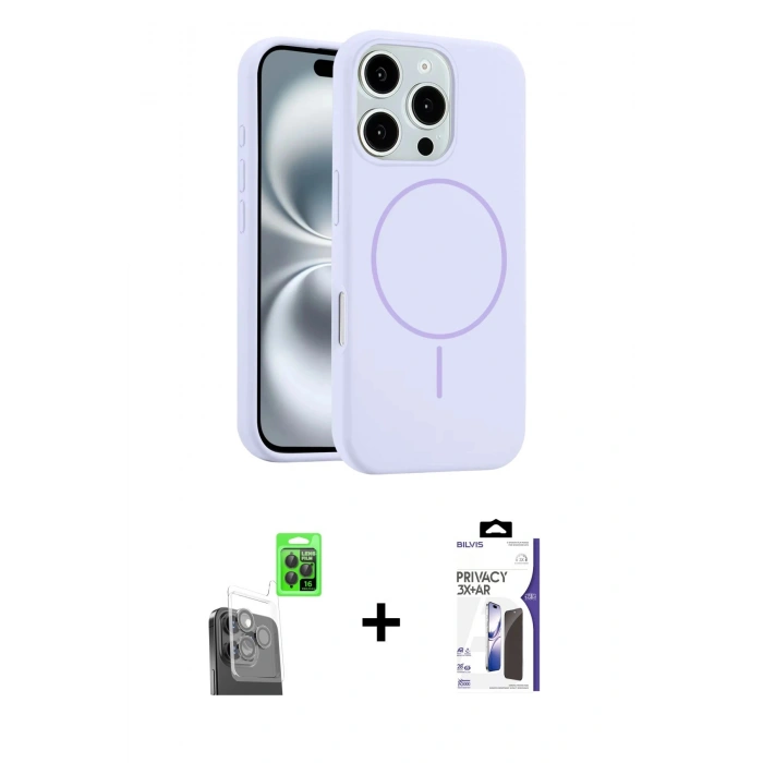 MARSİLYAN™- iPhone 16 Pro Max Kılıf Yankı Form Serisi - Siyah Bilvis 3X AR Hayalet Cam Ekran Koruyucu + Raze Metal Kamera Lens - SH