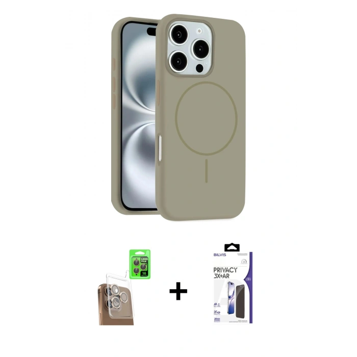 MARSİLYAN™- iPhone 16 Pro Max Kılıf Yankı Form Serisi - Siyah Bilvis 3X AR Hayalet Cam Ekran Koruyucu + Raze Metal Kamera Lens - CLTM