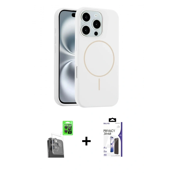 MARSİLYAN™- iPhone 16 Pro Max Kılıf Yankı Form Serisi - Siyah Bilvis 3X AR Hayalet Cam Ekran Koruyucu + Raze Metal Kamera Lens - SH