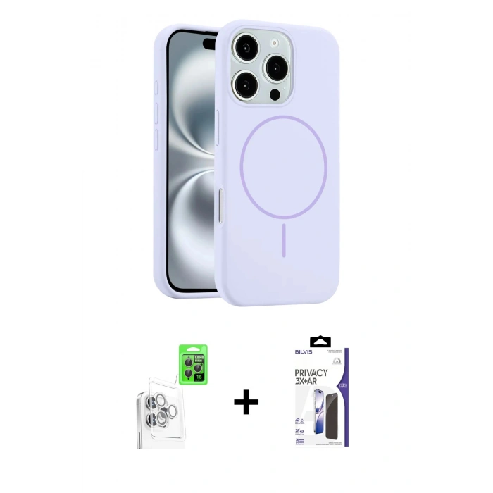 MARSİLYAN™- iPhone 16 Pro Max Kılıf Yankı Form Serisi - Siyah Bilvis 3X AR Hayalet Cam Ekran Koruyucu + Raze Metal Kamera Lens - BZ
