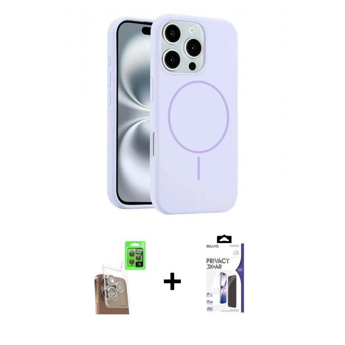 MARSİLYAN™- iPhone 16 Pro Max Kılıf Yankı Form Serisi - Siyah Bilvis 3X AR Hayalet Cam Ekran Koruyucu + Raze Metal Kamera Lens - CLTM